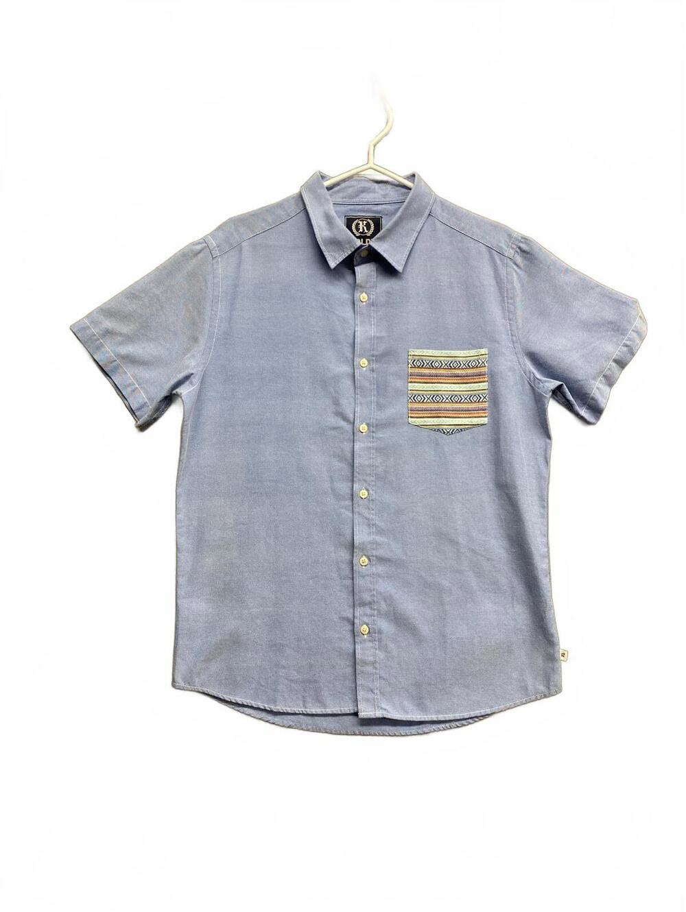 Kolby Men's Short Sleeve Casual Button-Up Shirt with Patterned Pocket Size Large